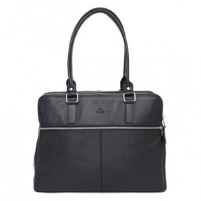 Adax Napoli Gerda 14 tommer h�ndtaske sort l�der computertaske forfra