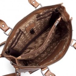 Adax Lulu arbejdstaske caramel indvendigt laptop rum