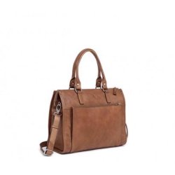 Adax Napoli Lulu 14 arbejdstaske caramel l�der computertaske forfra