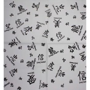 Bandana hvid med kinesiske tegn BA-ChiWH-6217