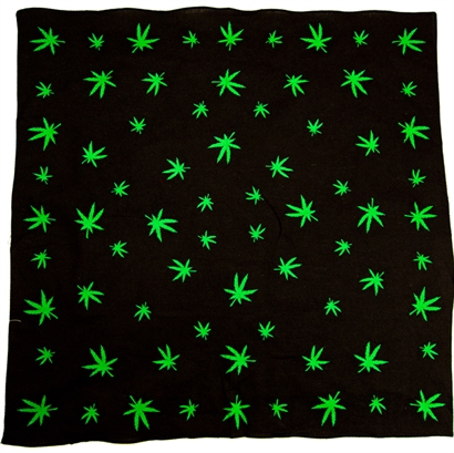 Bandana med små grønne cannabis blade BA-SortSmåCannabisBlade